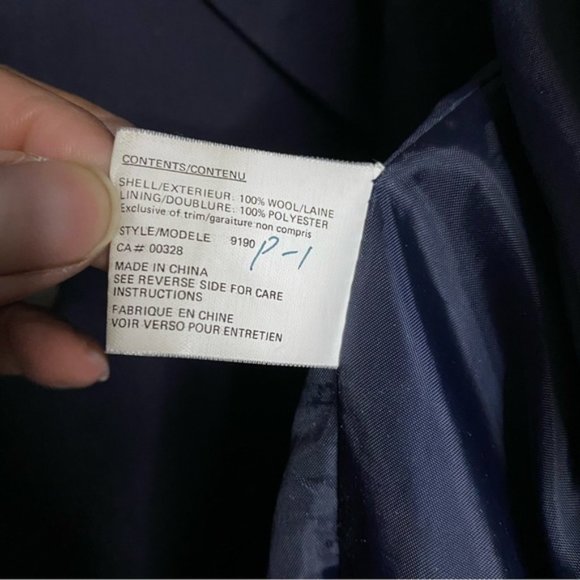 Rue Grenelle Women's Vintage Navy Double Breasted Wool Coat - Picture 7 of 9